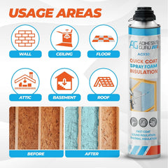 Adhesive Guru Spray Foam Insulation Kit (18 x 32.80 oz/930 Gr - 360 Board Feet), Self - Expanding Adhesive Foam, Closed Cell Heat Insulation & Acustic Spray with Cleaner and Dispensing Gun - 18 Pack