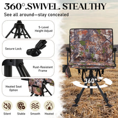 AECOJOY Heated Hunting Chair, Camouflage Pattern, Foldable Design for Cold Weather Outdoor Sports