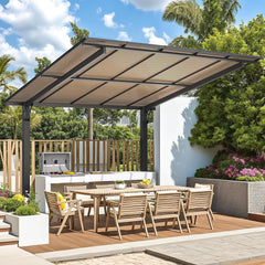 AECOJOY 10' x 10' Outdoor Gazebo Pergola Carport for Patio, Freestanding Lean to Hard Top Pergolas and Gazebos Clearance with Roof