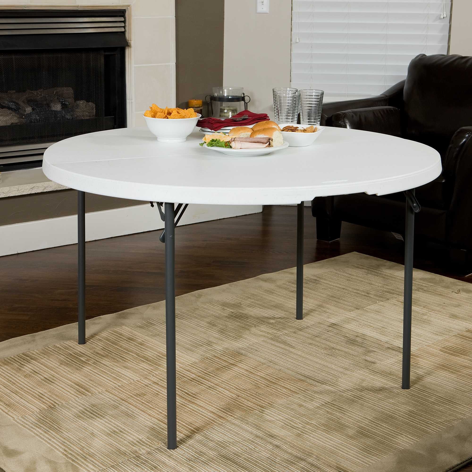 Lifetime 48 in Round Fold - in - Half Table, Indoor/Outdoor Essential, White Granite (280064)