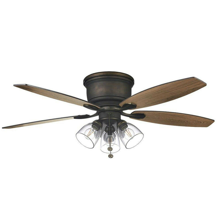 Hampton Bay 51829 Stoneridge 52 inch Matte Black Hugger LED Ceiling Fan with Light Kit