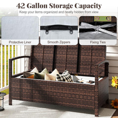 Tangkula 42 Gallon Outdoor Bench with Storage for Porch Backyard Poolside