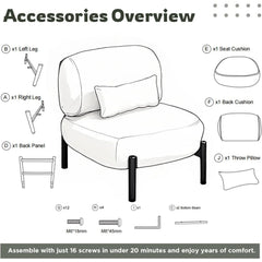 AECOJOY Mid Century Modern Accent Chair, Extra Large Teddy Upholstered Lounge Chair with Pillow
