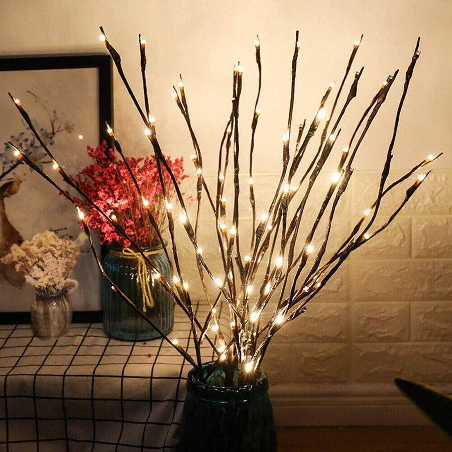 GM G-more 2 Pack LED Branch Lights Battery Powered Decorative Lights String Willow Twig Lighted Branch for Home Decoration Warm White 20 Inches