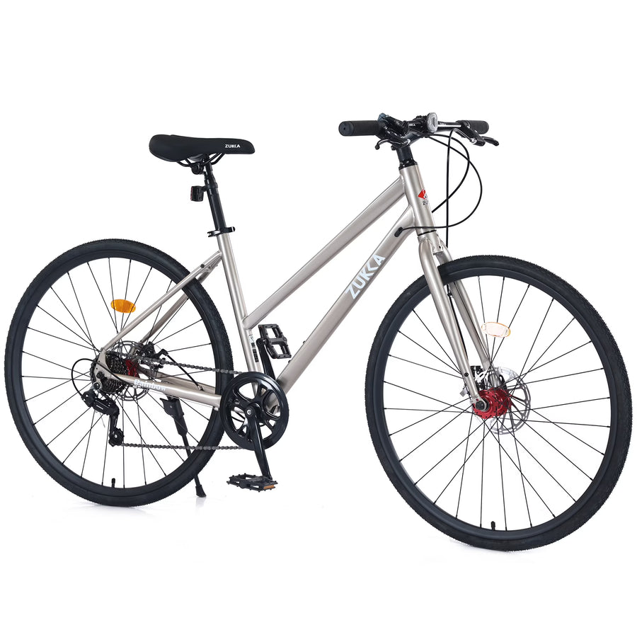 Outdoor Bike 7 Speed Hybrid Bike Disc Brake 700C Road Bike for Men Women'S City Bicycle, Mountain Bike for Outdoor