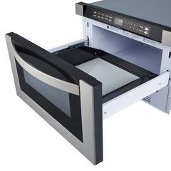 Cosmo 4 Piece Kitchen Appliance Package 30" Electric Cooktop 24" Single Electric Wall Oven 24" Built - in Microwave Drawer & French Door Refrigerator Kitchen Appliance Bundles