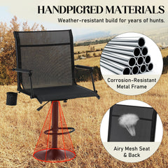 AECOJOY Tall Hunting Bar Chair, 360° Swivel, Compact Folding Design for Hunting Blinds