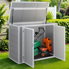 41 Cu.ft Outdoor Shed, Horizontal All - Weather Resin Storage Shed, Resistant Tool Shed for Storage of Bike/Trash Cans/Garden Tools/Lawn Mowers, 55.9"l x 29.52"w x 43.3"h Gray