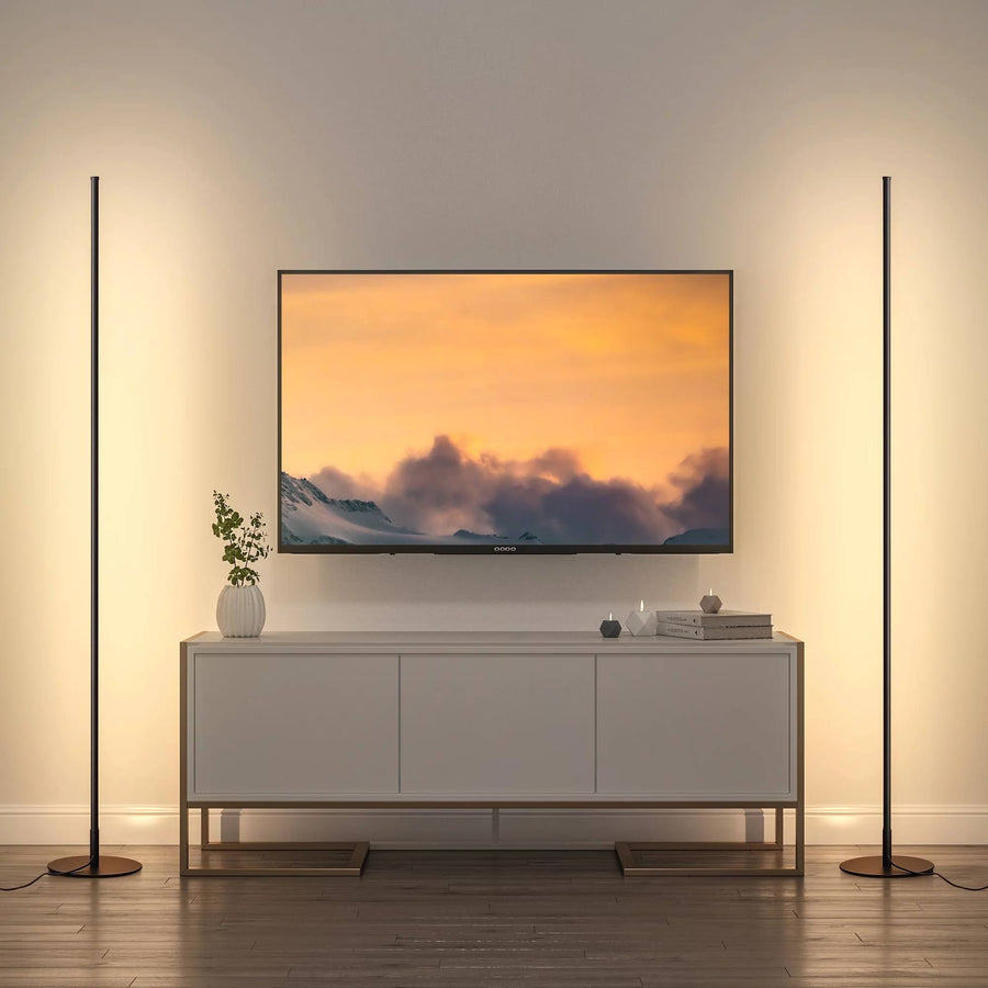 DEWENWILS LED Corner Floor Lamp Set of 2, Minimalist Dimmable Mood Lighting, Standing Clearance Floor Lamps for Living Room, Bedroom, Office, 3000K,