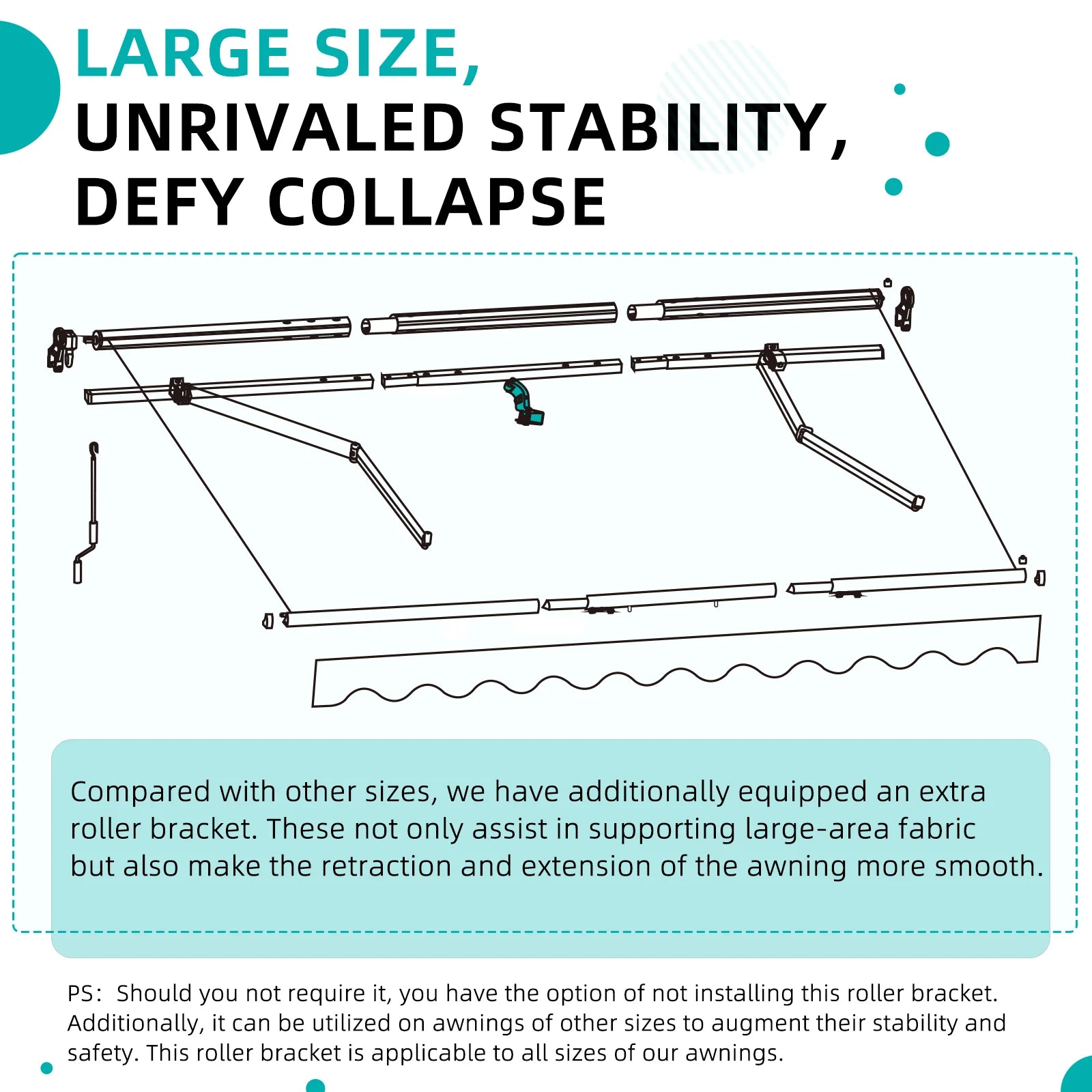 AECOJOY 14'x10' Manual Retractable Awning Sun Shade, Patio Awning Canopy