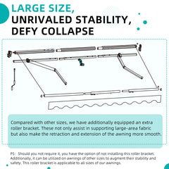 AECOJOY 14'x10' Manual Retractable Awning Sun Shade, Patio Awning Canopy