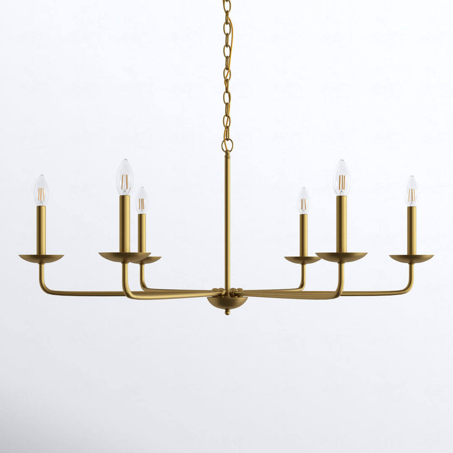 Baltray 6 - Light Candle Style Classic/Traditional Chandelier Joss & Main Finish: Brass, Size: 18.5" H x 42" W x 42" D