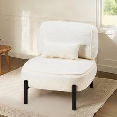 AECOJOY Mid Century Modern Accent Chair, Extra Large Teddy Upholstered Lounge Chair with Pillow