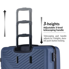 3 Piece Blue Luggage Travel Set, 20" 24" 28" Carry on Luggage with Spinner Wheels, Lightweight Hard Case Luggage Travel Suitcase Christmas Gifts for Business Trip Holiday Travel Cruise