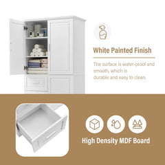 Bathroom Cabinet, 62.2" Tall Storage Cabinet with Doors and Shelves, Freestanding Linen Closet for Bathroom, Kitchen, Living Room, Grey