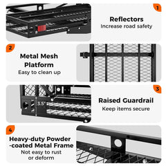 500 LBS Hitch Mount Cargo Carrier with Foldable Ramp, Heavy-Duty Mobility Scooter Wheelchair Carrier for SUV Cars with Stabilizer & 2 Tie-Down Straps