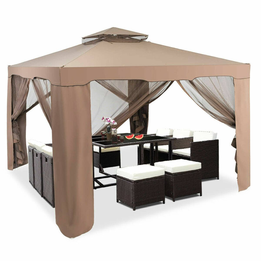 Gymax 10'x 10' Canopy Gazebo Tent Shelter w/Mosquito Netting Outdoor Patio