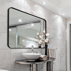 Eitzen Rectangle Metal Wall Mirror 17 Stories Finish: Black, Size: 40" x 30"