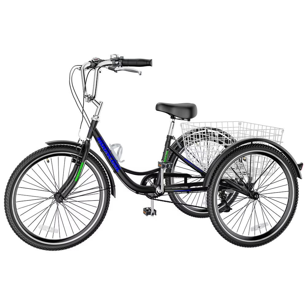 FICISOG 7 Speed Adult Tricycle for Women, 20/24/26 in Adult Trike with Basket, 3 Wheel Bikes for Adults Seniors, Cruise Trike for Shopping Picnic