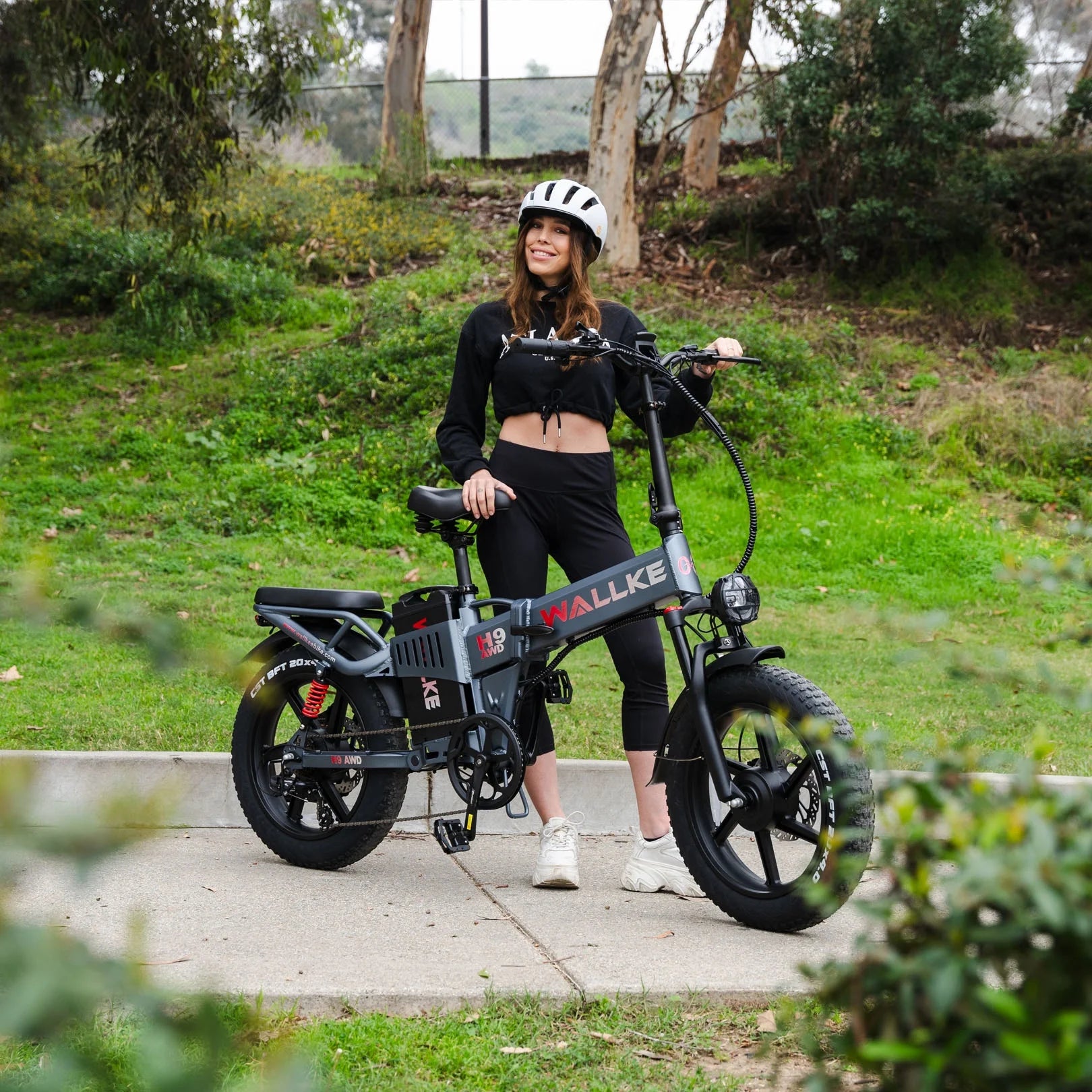 Wallke H9 AWD 3200W Dual Motor Electric Bike for Adult, 82ah 48V Dual Battery Long Range E - Bicycle, 31 - 34MPH Fast Ebike, 20" Fat Tire Offroad Full Suspension Folding, 3mm Aluminum Alloy Frame, UL2849