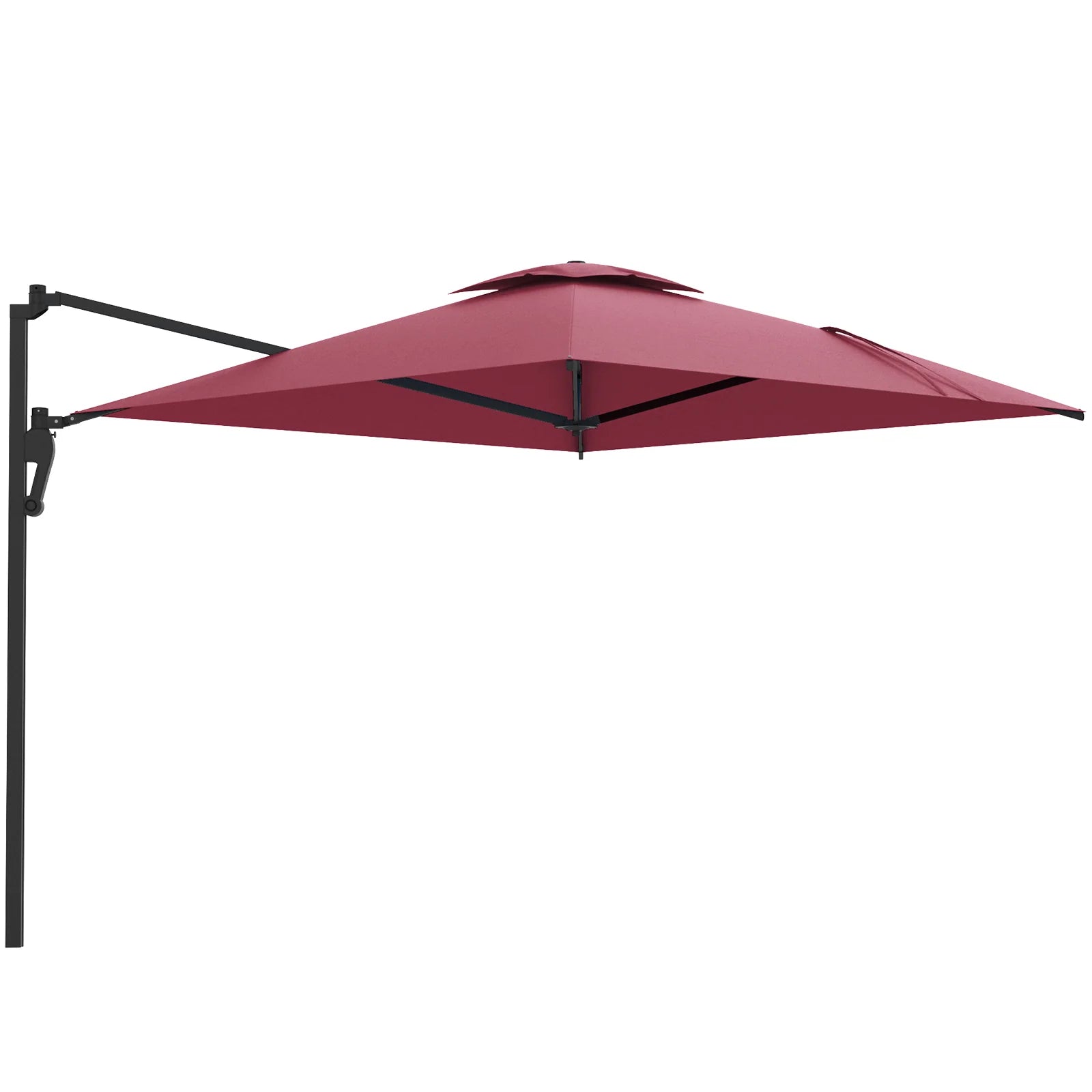 AECOJOY 10ft Cantilever Patio Umbrella, Large Rectangle Umbrella 180° Rotation Offset, Red
