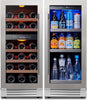 Ca'Lefort 30" Wine and Beverage Refrigerator, 28 Bottles Dual Zone Wine Fridge and 100 Cans Beverage Fridge Cooler with Stainless Steel Door Framed