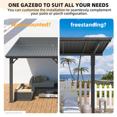 AECOJOY 8' x 5' Lean to Grill Gazebo Hardtop Outdoor Pergola for Patio