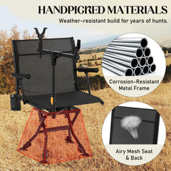 AECOJOY Hunting Chair with Rest, 360° Swivel, Adjustable Shooting Support, Portable for Blind or Range