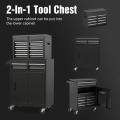 AECOJOY 5-Drawer Rolling Tool Chest Storage Cabinet with Detachable Top Tool Box