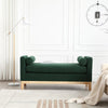 53.5"w Elegant Upholstered Bench with Wood Legs & Round Pillows, Comfy Boucle Fabric Footrest with Arms, Entryway Bench for End of Bed, Bedroom and Living Room, Ivory