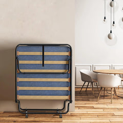 Giantex Rollaway Bed with Memory Foam Mattress, Folding Portable Guest Cot Size W/Sturdy Metal Frame for Home, Garden & Office, Made in Italy (Navy)