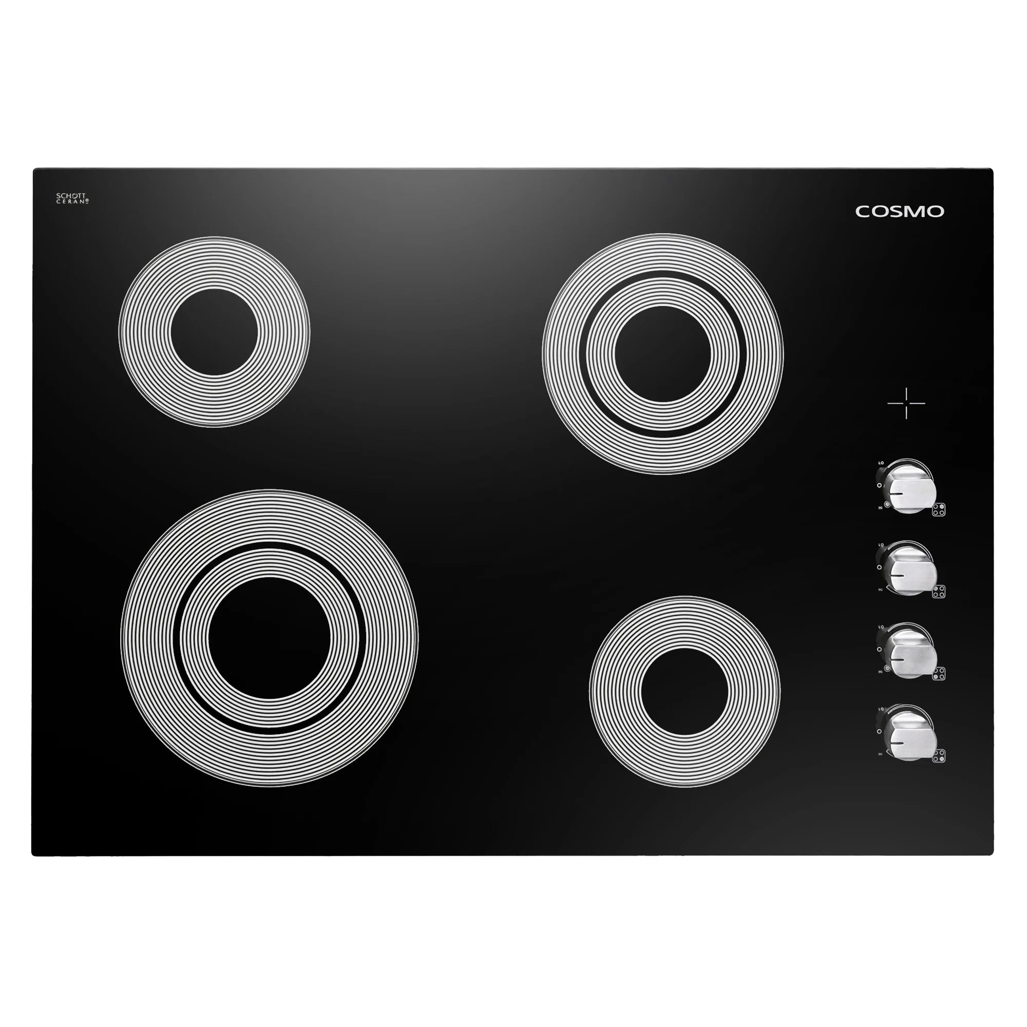 Cosmo 4 Piece Kitchen Appliance Package 30" Electric Cooktop 24" Single Electric Wall Oven 24" Built - in Microwave Drawer & French Door Refrigerator Kitchen Appliance Bundles