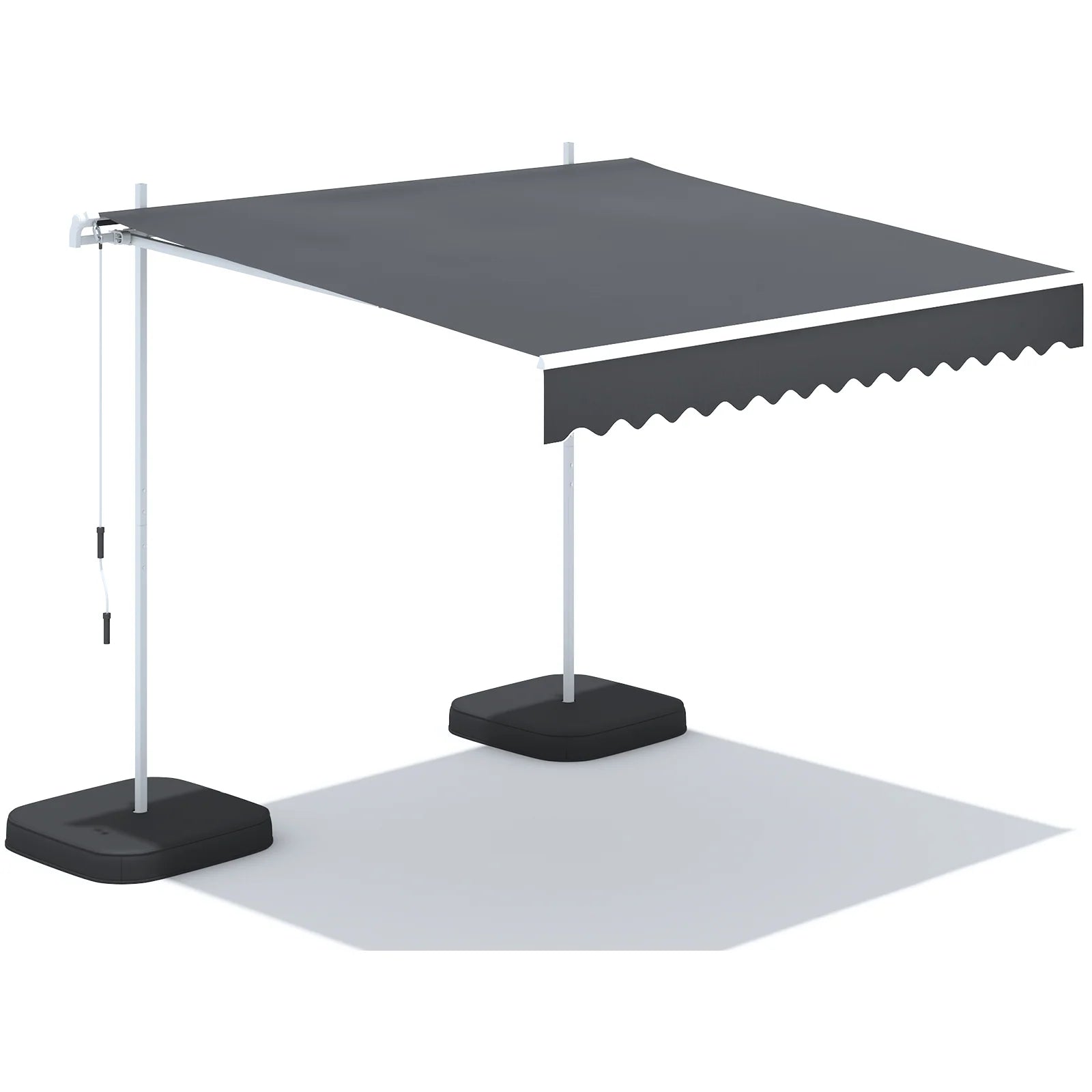AECOJOY Free Standing Retractable Awning, 13'x8' Patio Awnings Outdoor Manual Sun Shade Shelter, Dark Grey