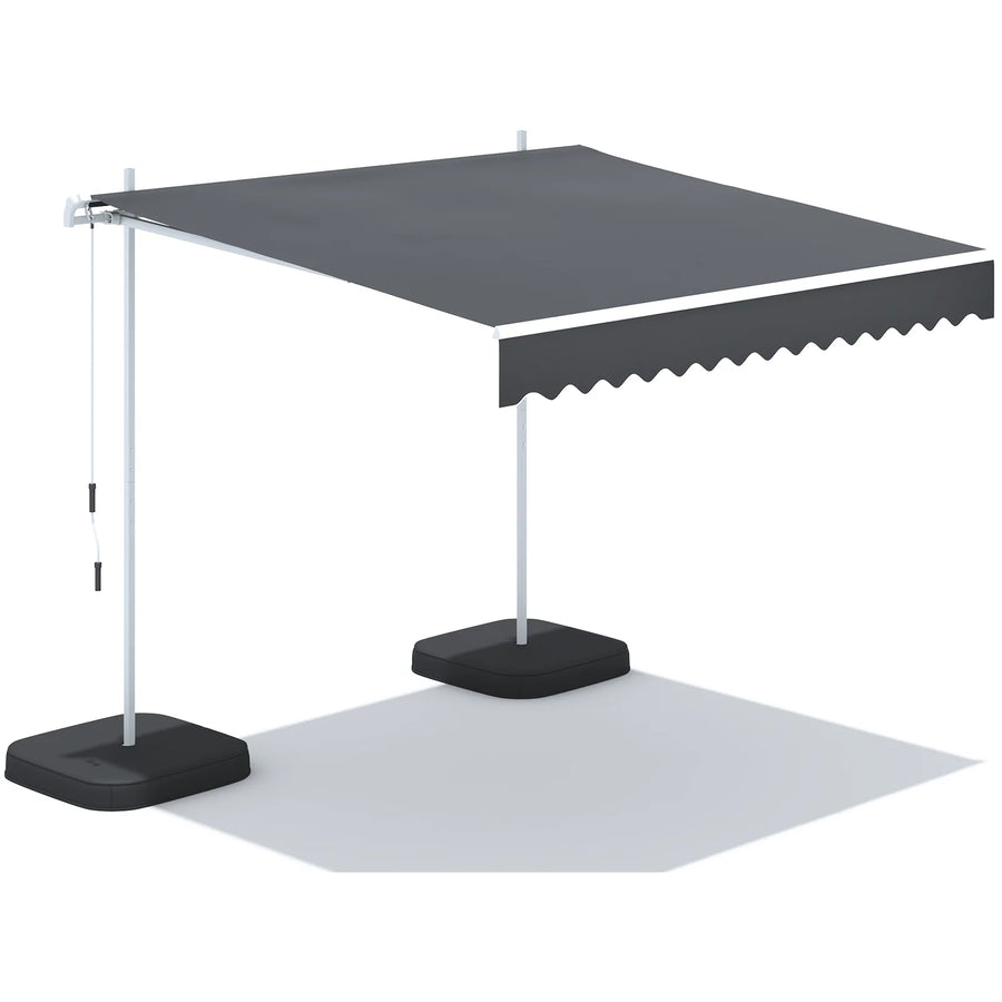 AECOJOY Free Standing Retractable Awning, 13'x8' Patio Awnings Outdoor Manual Sun Shade Shelter, Dark Grey