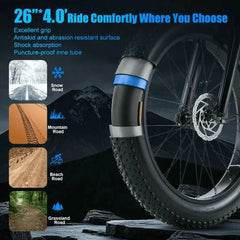 Dual Motors AWD 2000W Electric Bike for Adult 26'' UL2849 48V 30AH E - Mountain Bike 4.0 Fat Tire up to 35MPH&120miles Long Range Off - Road Ebike Dual Hydraulic Disc Brakes&Ful Suspension Electric Bicyc