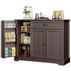Coffee Bar, Lofka 42" Kitchen Storage Cabinet, Sideboard Buffet Cabinet with 8 Shelves, 1 Drawer