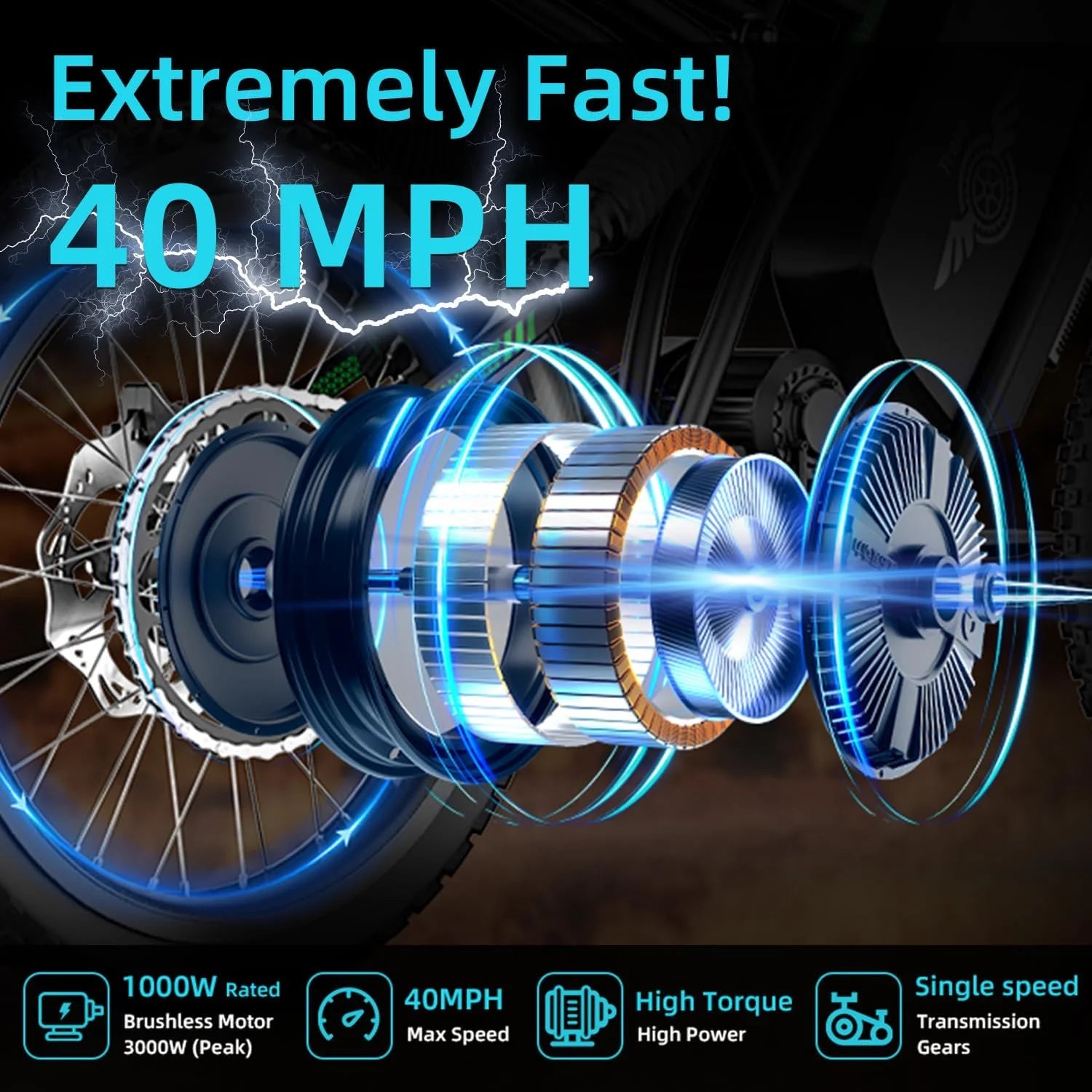 40MPH Electric Bicycle, Dual - Mode Electric Dirt Bike 3000W(Peak)Freego Nova3 Electric Motorcycle Bike for Adults, Mid - Drive Motor, 60V/25ah Battery, 17x3.15 Tire Full Suspension Hydraulic Brake