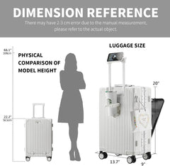 Carry - on Luggage with USB Charging Port, Front Compartment, TSA Lock, Airline Approved Carry on Hardside Suitcase with Spinner Wheels (Grey, 20 in)