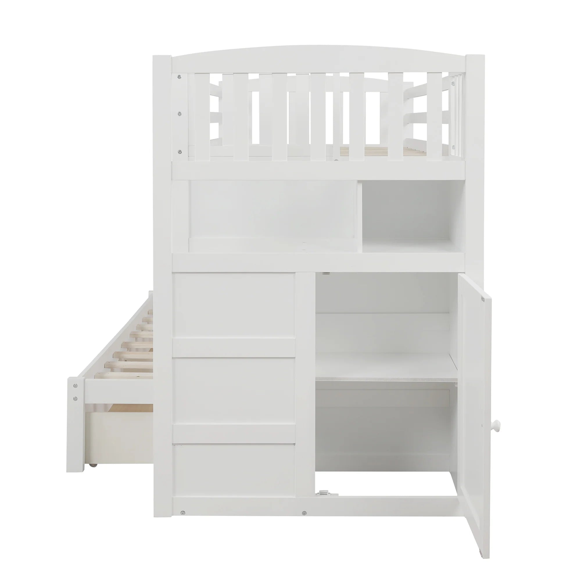 AECOJOY Twin over Full/Twin Convertible Bunk Bed with Storage Shelves and Drawers, Grey