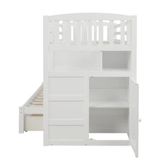 AECOJOY Twin over Full/Twin Convertible Bunk Bed with Storage Shelves and Drawers, Grey