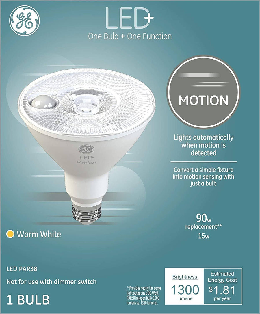 GE Lighting 93100350 LED+ Motion PAR38 Bulb, 90-Watt Replacement, Warm White