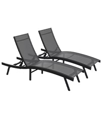 AECOJOY Outdoor Chaise Lounge, All Weather Pool Lounge Chairs Ergonomic Design (Dark Grey, 2 PCs)