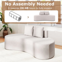 78.5" Upholstered Curved Sofa Couch w/ 2 Cozy Pillows, Low Backrest, Sponge Padded Seat, No Assembly Modern Floor Couch for Living Room Bedroom