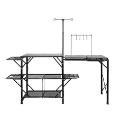 Camping Kitchen Table Folding Portable Cook Station Tables Shelves &A Sink