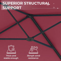 AECOJOY 10ft Cantilever Patio Umbrella, Large Rectangle Umbrella 180° Rotation Offset, Red