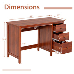 Computer Desk Study Writing Desk Home Office Workstation with 3 Drawers Black
