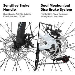 27 in Mountain Bike 21 Speed, Suspension Fork, Aluminum Frame Disc Brake, Mountain Biking for Both Men and Women