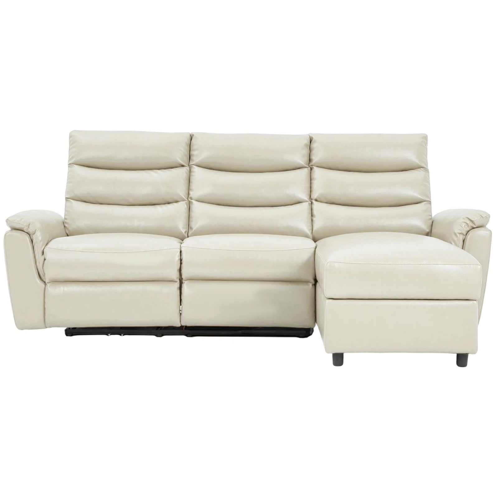 AECOJOY Power Reclining Sectional Sofa, PU Leather Sleep Sofa Bed with Storage Chaise