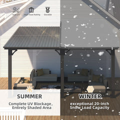 AECOJOY 14x10 Outdoor Hardtop Gazebo Adjustable Height (6.5-9.8Ft) Pergola for Patio