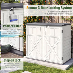 Tangkula Large Outdoor Storage Cabinet 20 Cu.Ft Horizontal Resin Storage Shed